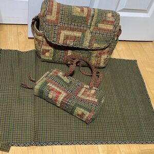 Victorian heart Quilted diaper Bag 3 piece Set